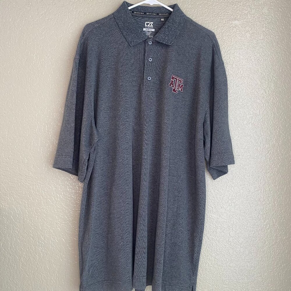 Men's Cutter & Buck Heather Charcoal Texas A&M Forge Heathered Stretch Polo XXL